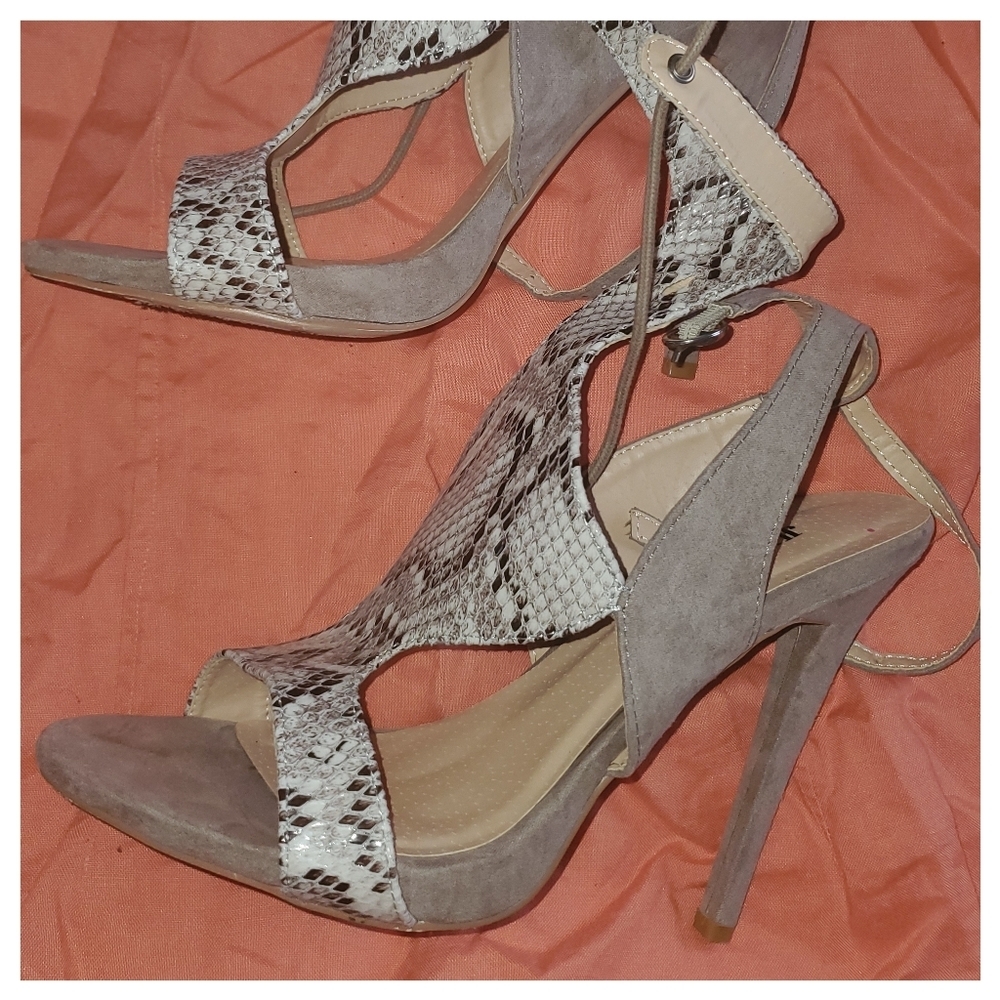 Snake heeled sandals